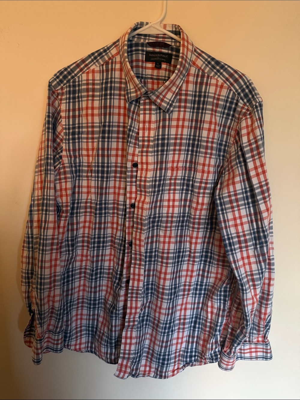 Banana Republic Men's Orange & Blue Plaid Button-Down Shirt
